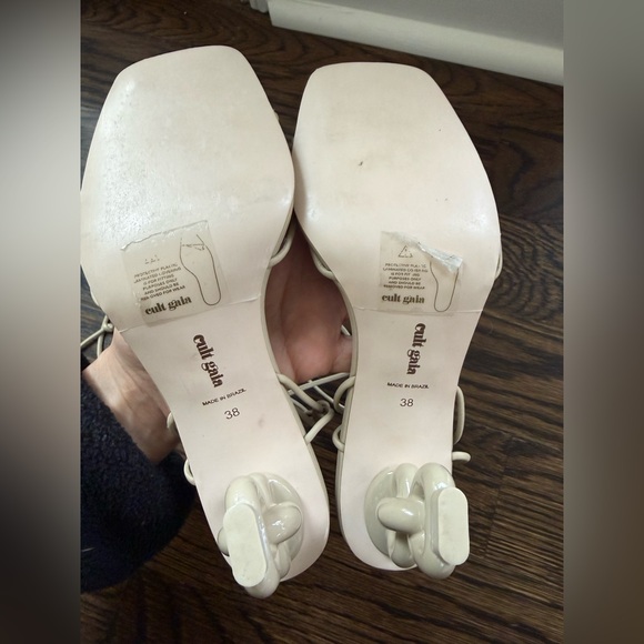 Cult Gaia Zadie Leather Ankle-Wrap High-Heel Espadrille Sandals – Nude – Size 8 - Picture 6 of 7